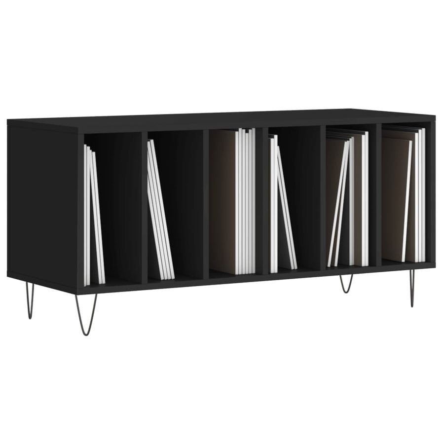Platenkast 100X38X48 Cm Bewerkt Hout Zwart