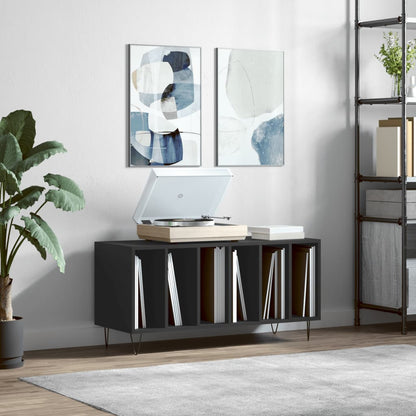 Platenkast 100X38X48 Cm Bewerkt Hout Zwart