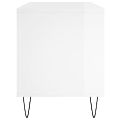 Platenkast 100X38X48 Cm Bewerkt Hout Hoogglans Wit