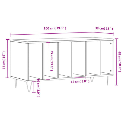 Platenkast 100X38X48 Cm Bewerkt Hout Hoogglans Wit