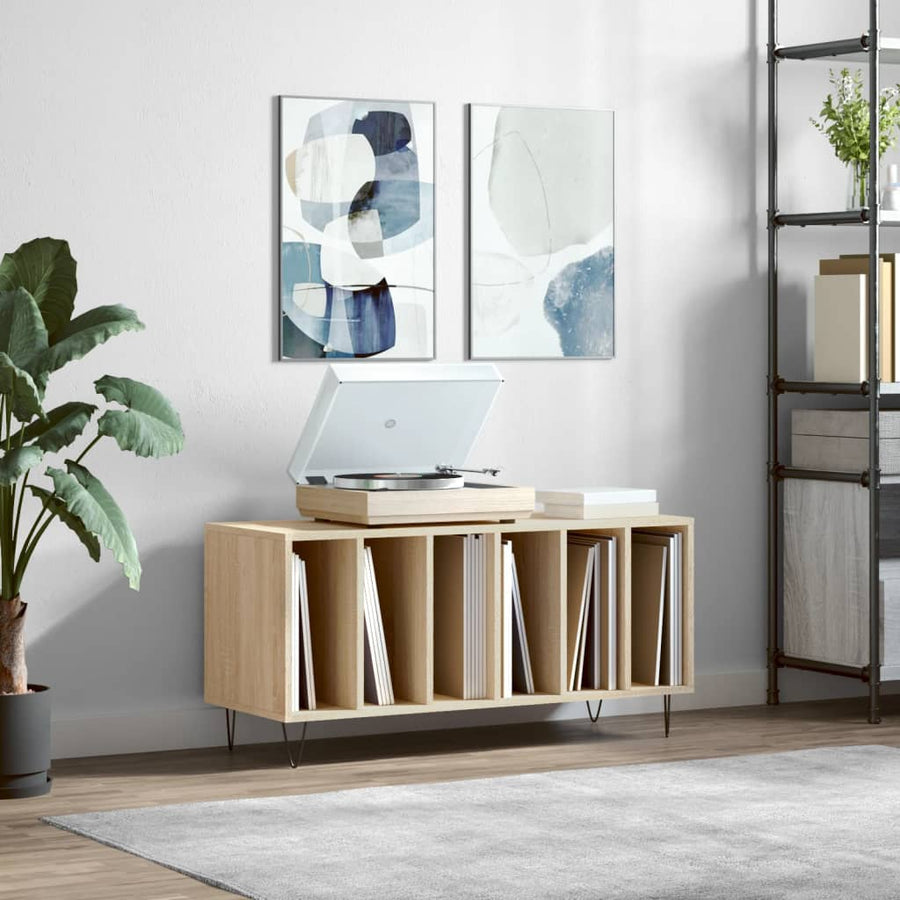 Platenkast 100X38X48 Cm Bewerkt Hout Sonoma Eikenkleurig