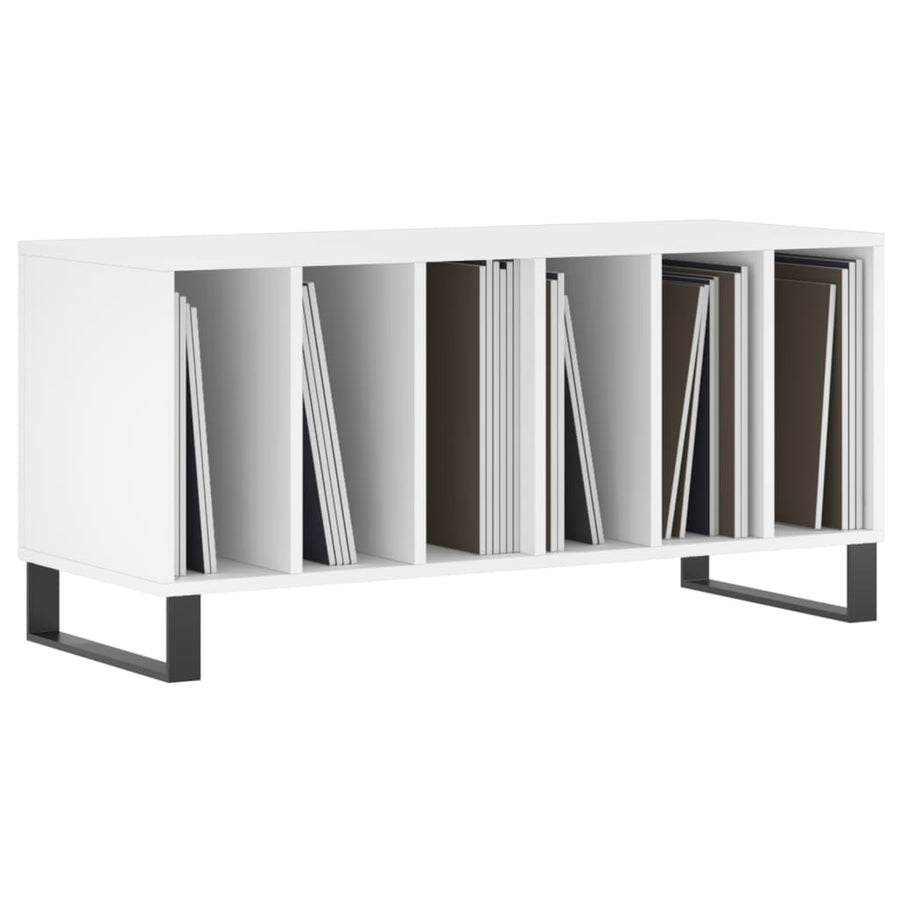 Platenkast 100X38X48 Cm Bewerkt Hout Wit