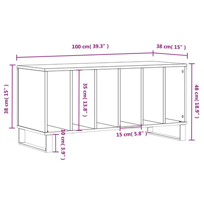 Platenkast 100X38X48 Cm Bewerkt Hout Betongrijs