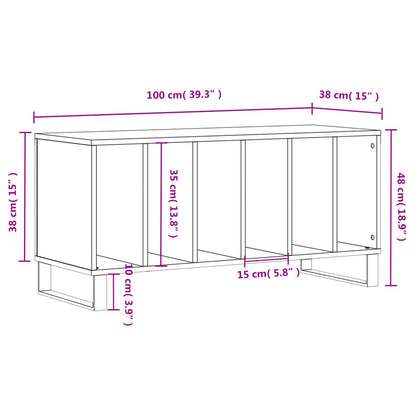 Platenkast 100X38X48 Cm Bewerkt Hout Grijs Sonoma Eikenkleurig