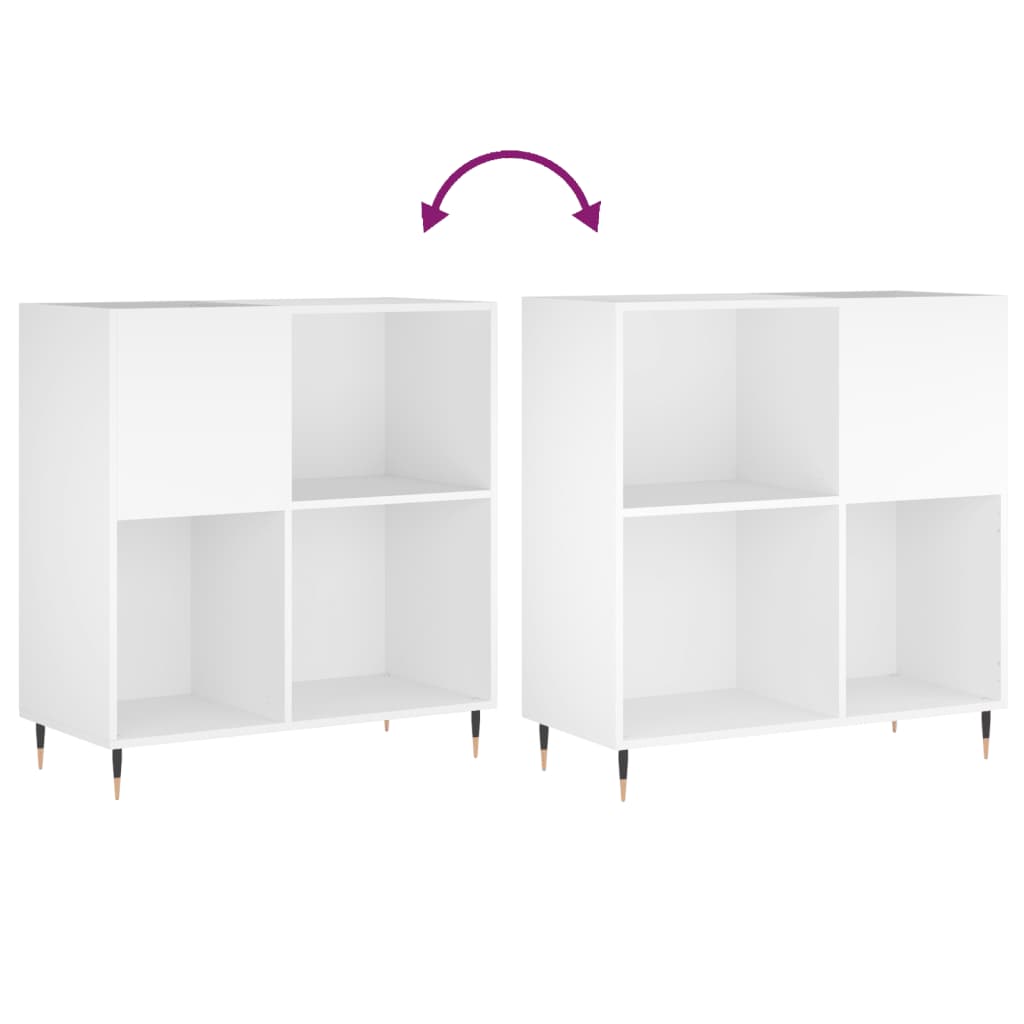 Platenkast 84,5X38X89 Cm Bewerkt Hout Wit