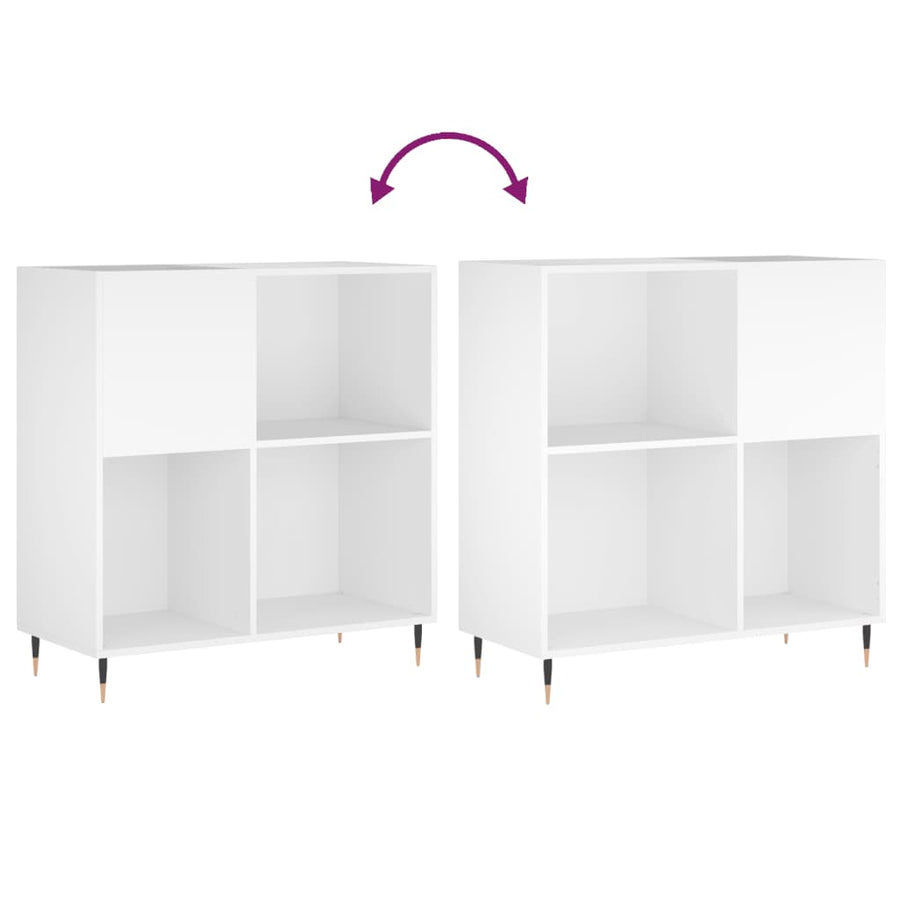Platenkast 84,5X38X89 Cm Bewerkt Hout Wit