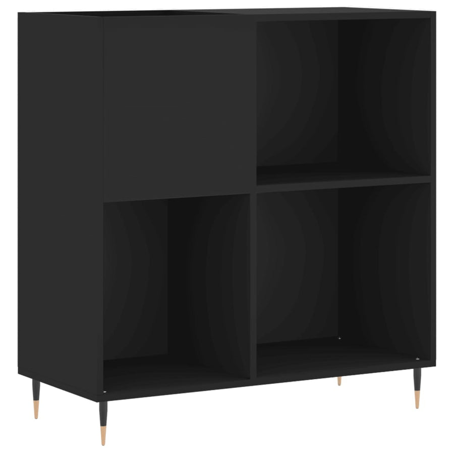 Platenkast 84,5X38X89 Cm Bewerkt Hout Zwart