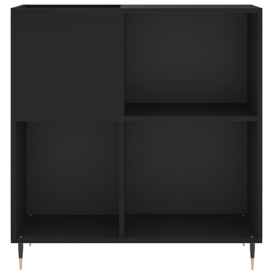 Platenkast 84,5X38X89 Cm Bewerkt Hout Zwart