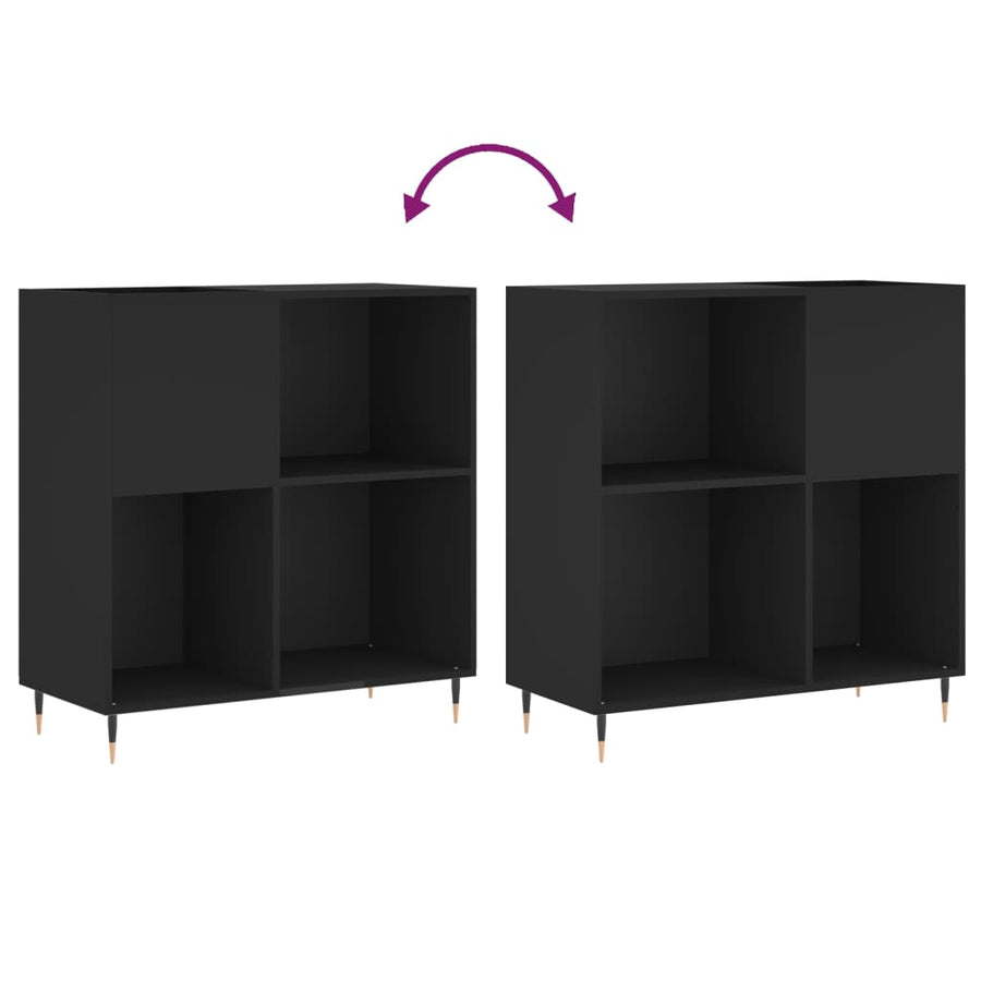 Platenkast 84,5X38X89 Cm Bewerkt Hout Zwart