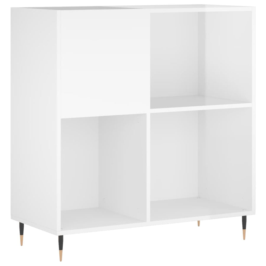 Platenkast 84,5X38X89 Cm Bewerkt Hout Hoogglans Wit