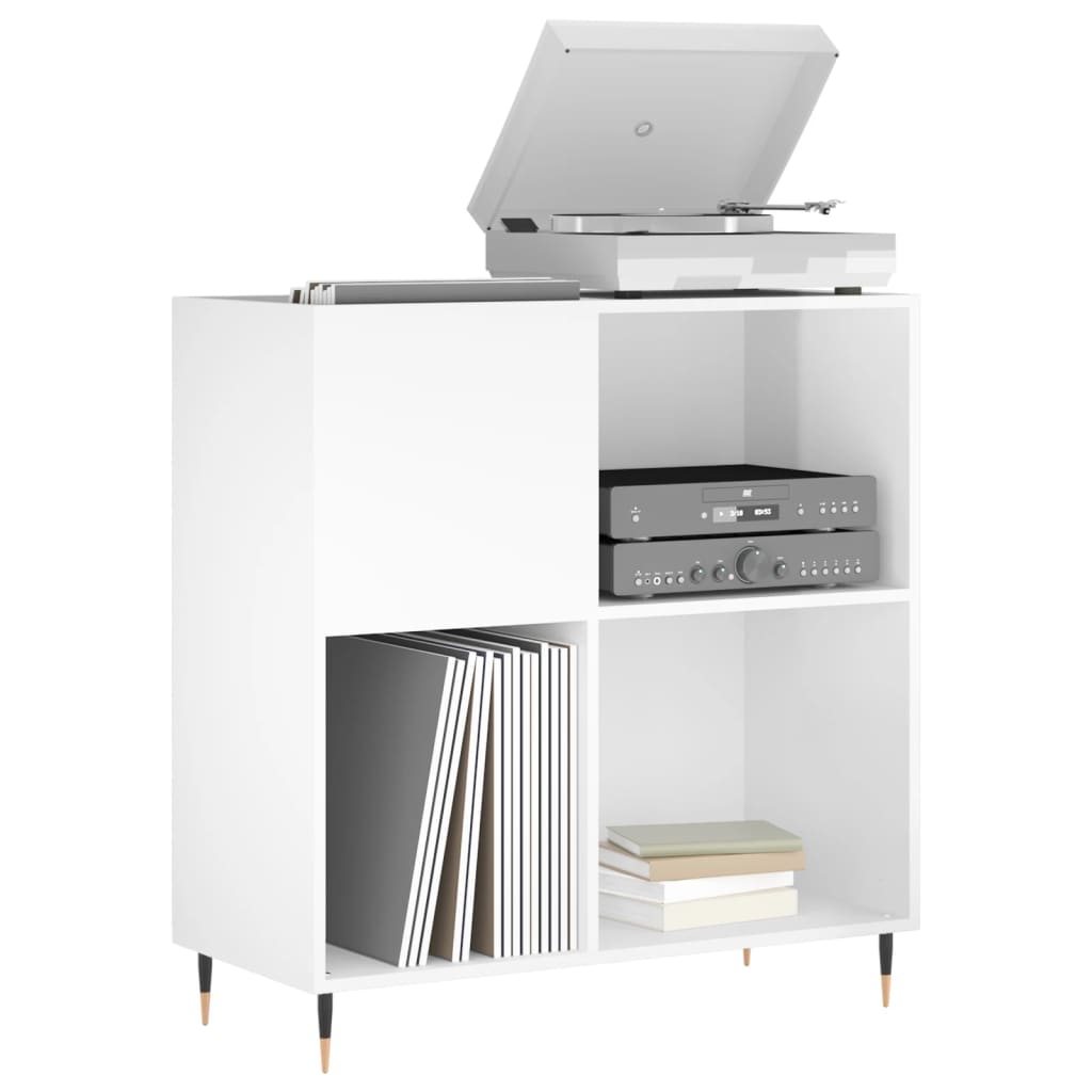 Platenkast 84,5X38X89 Cm Bewerkt Hout Hoogglans Wit