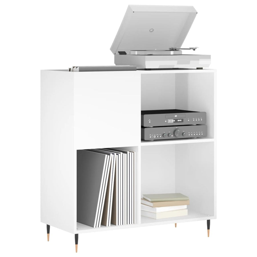 Platenkast 84,5X38X89 Cm Bewerkt Hout Hoogglans Wit