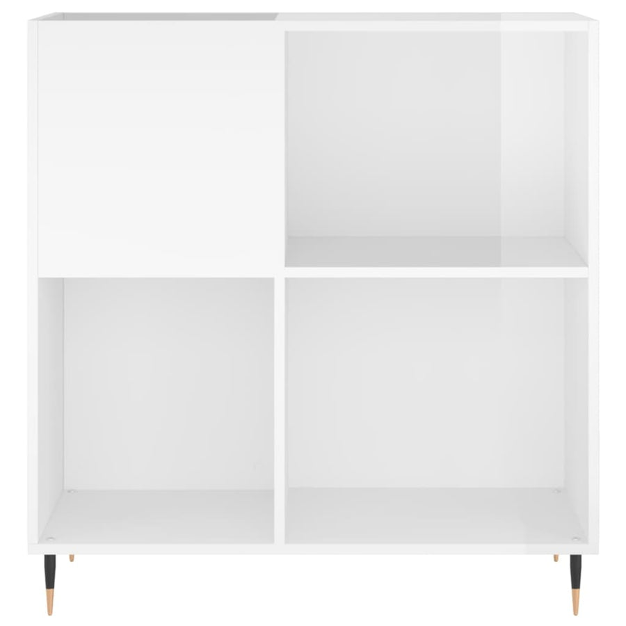 Platenkast 84,5X38X89 Cm Bewerkt Hout Hoogglans Wit