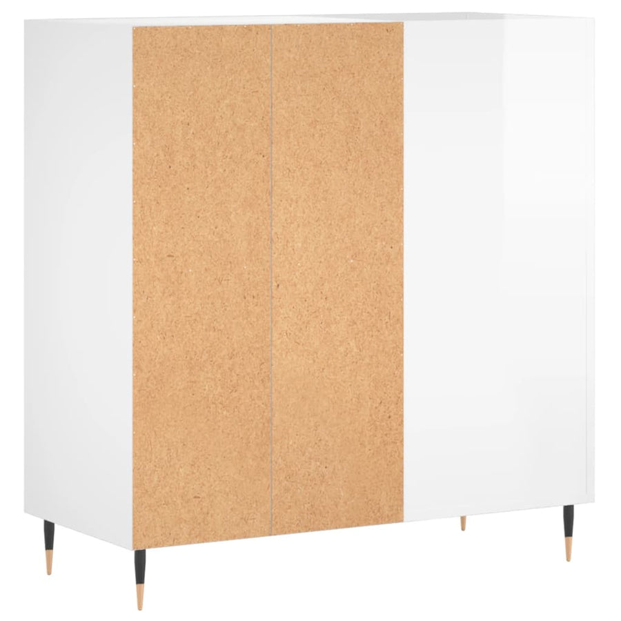 Platenkast 84,5X38X89 Cm Bewerkt Hout Hoogglans Wit