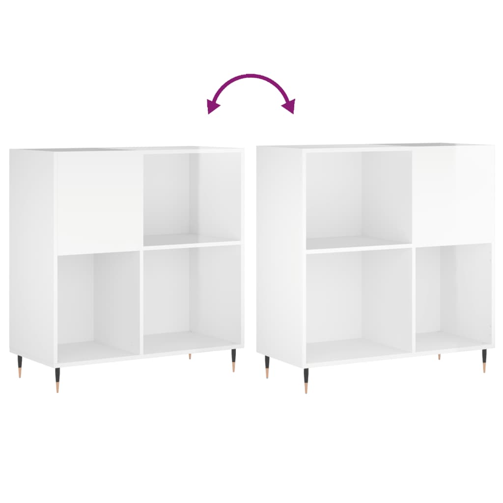 Platenkast 84,5X38X89 Cm Bewerkt Hout Hoogglans Wit