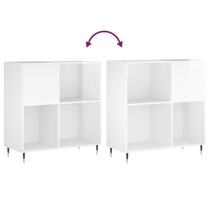 Platenkast 84,5X38X89 Cm Bewerkt Hout Hoogglans Wit