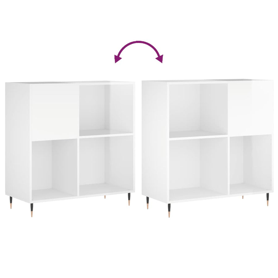 Platenkast 84,5X38X89 Cm Bewerkt Hout Hoogglans Wit