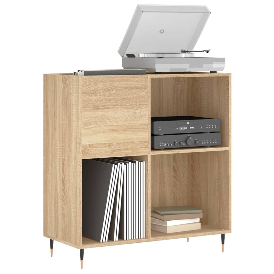 Platenkast 84,5X38X89 Cm Bewerkt Hout Sonoma Eikenkleurig
