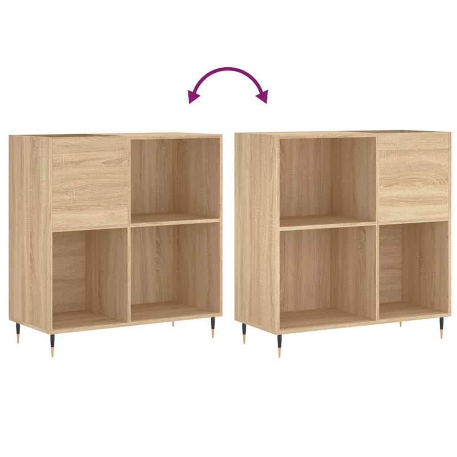 Platenkast 84,5X38X89 Cm Bewerkt Hout Sonoma Eikenkleurig