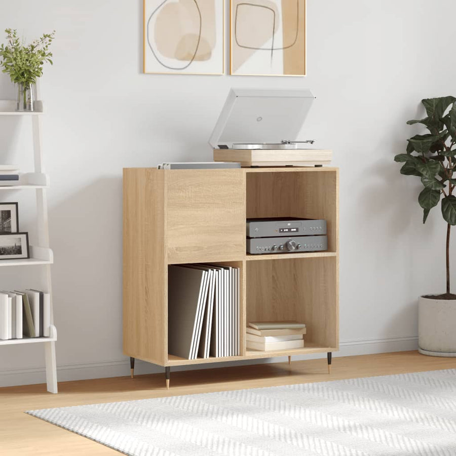 Platenkast 84,5X38X89 Cm Bewerkt Hout Sonoma Eikenkleurig