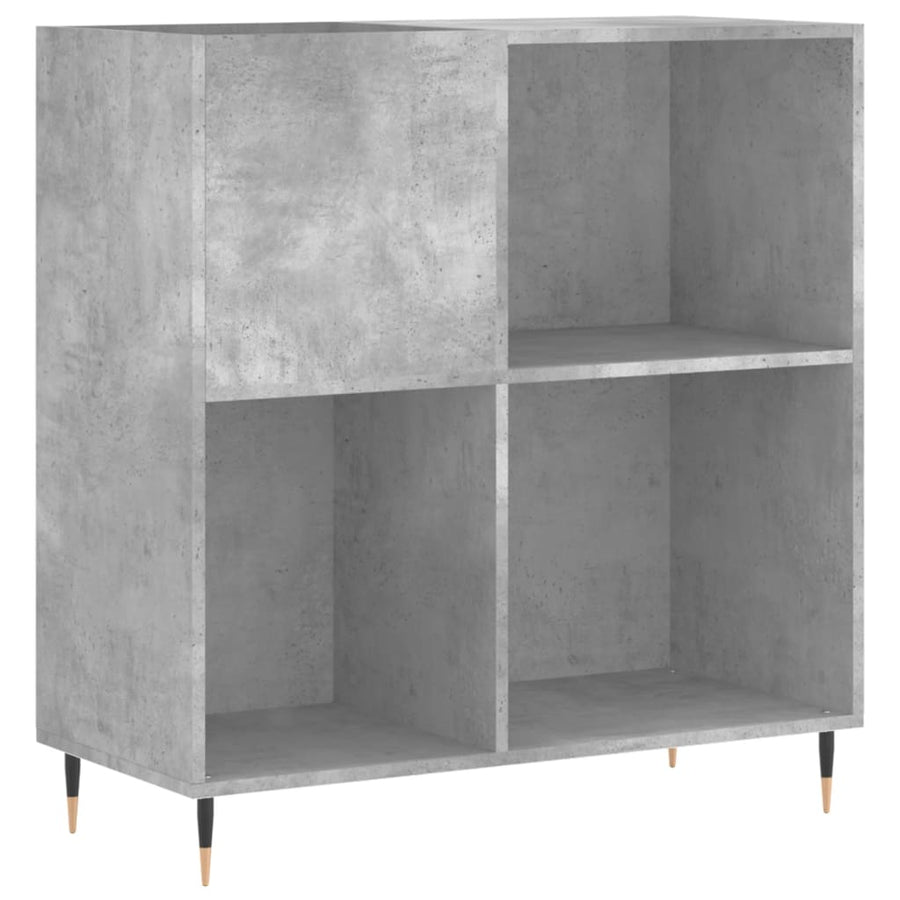 Platenkast 84,5X38X89 Cm Bewerkt Hout Betongrijs
