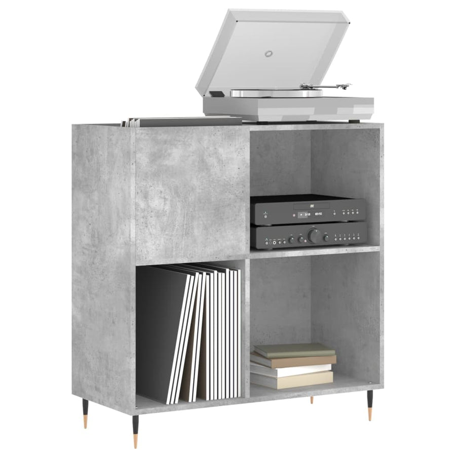 Platenkast 84,5X38X89 Cm Bewerkt Hout Betongrijs
