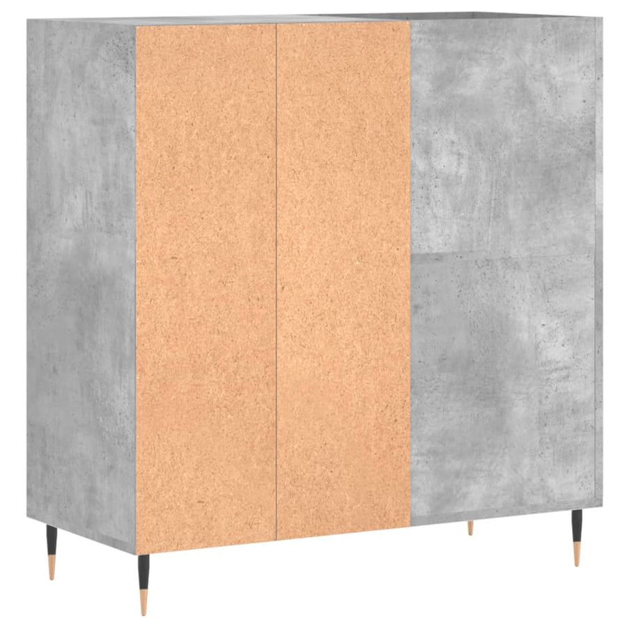 Platenkast 84,5X38X89 Cm Bewerkt Hout Betongrijs