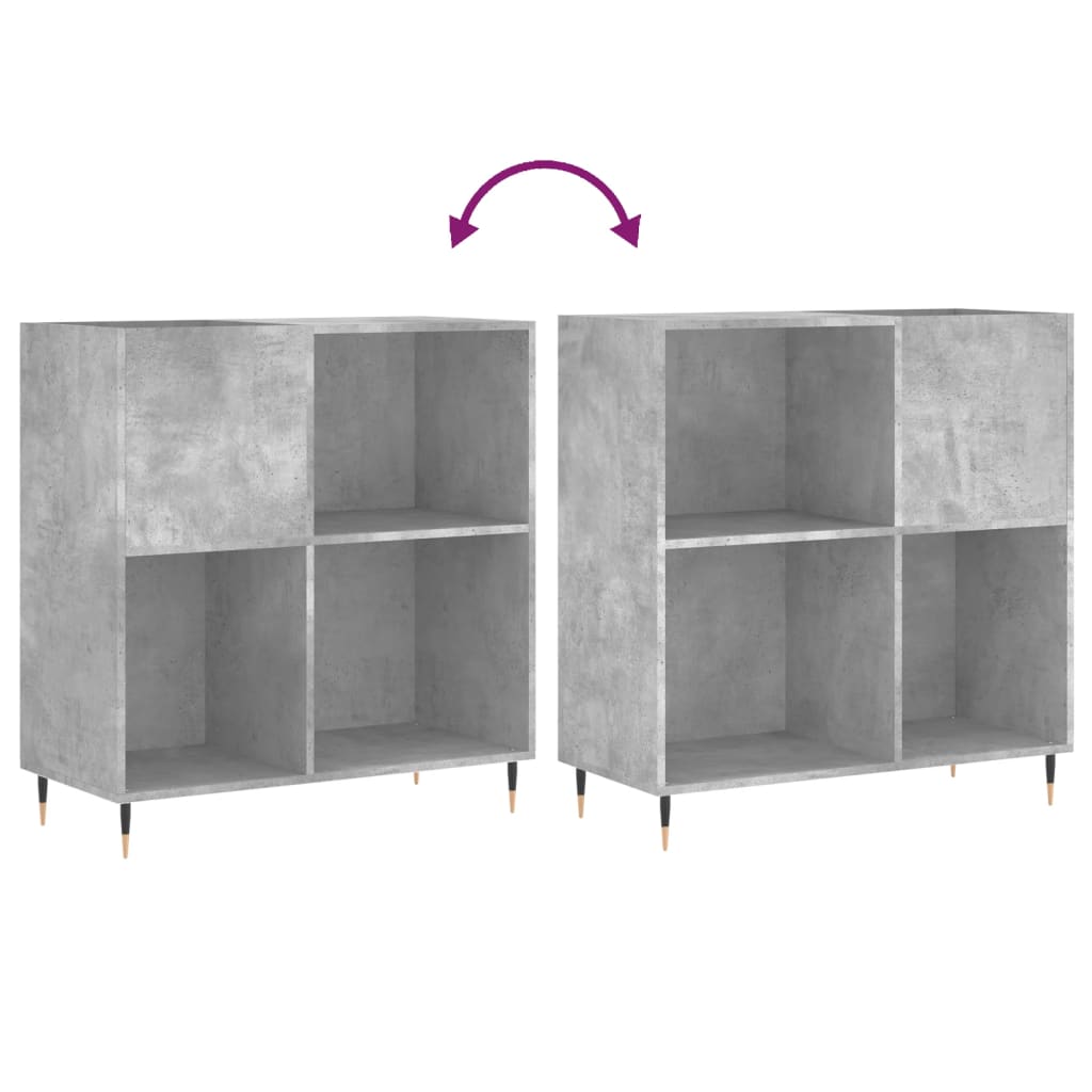 Platenkast 84,5X38X89 Cm Bewerkt Hout Betongrijs