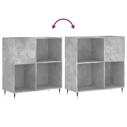 Platenkast 84,5X38X89 Cm Bewerkt Hout Betongrijs