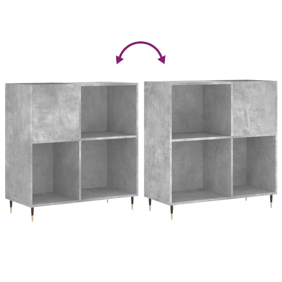 Platenkast 84,5X38X89 Cm Bewerkt Hout Betongrijs