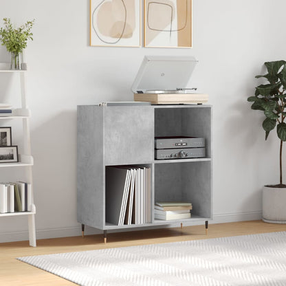 Platenkast 84,5X38X89 Cm Bewerkt Hout Betongrijs