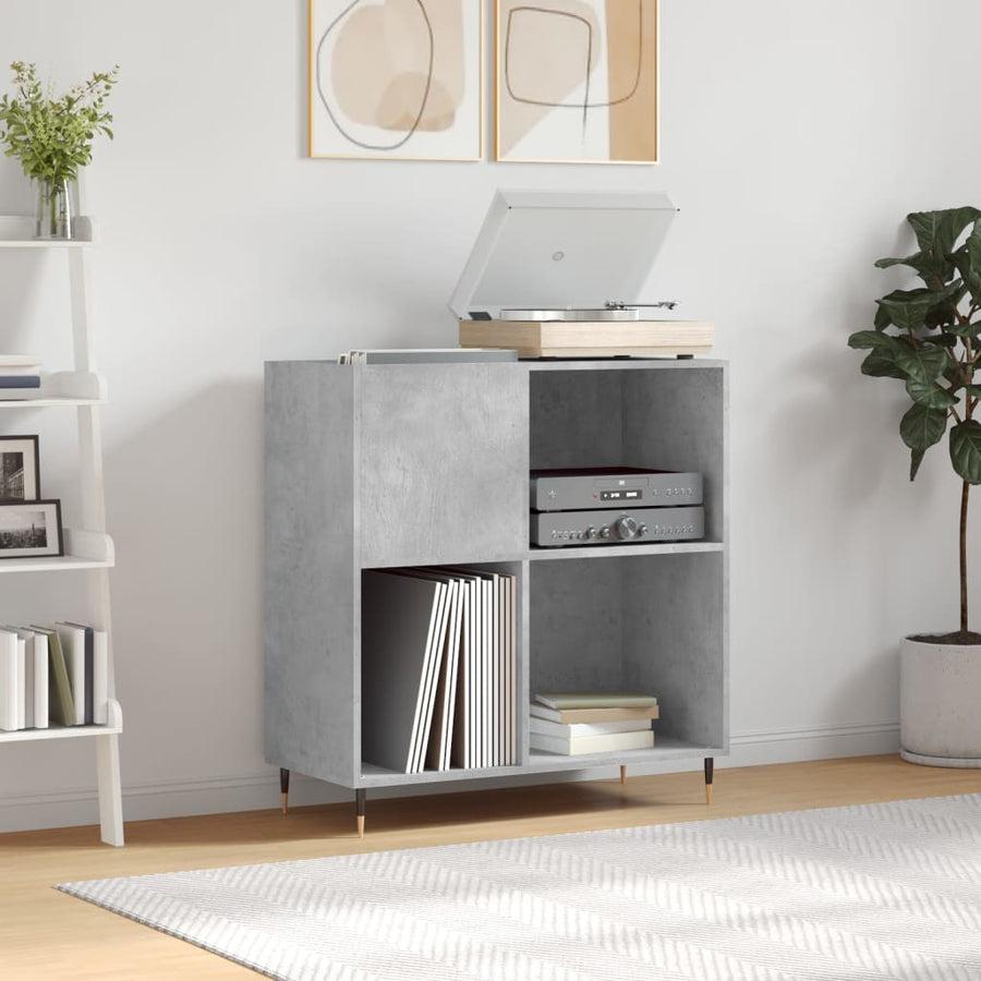 Platenkast 84,5X38X89 Cm Bewerkt Hout Betongrijs