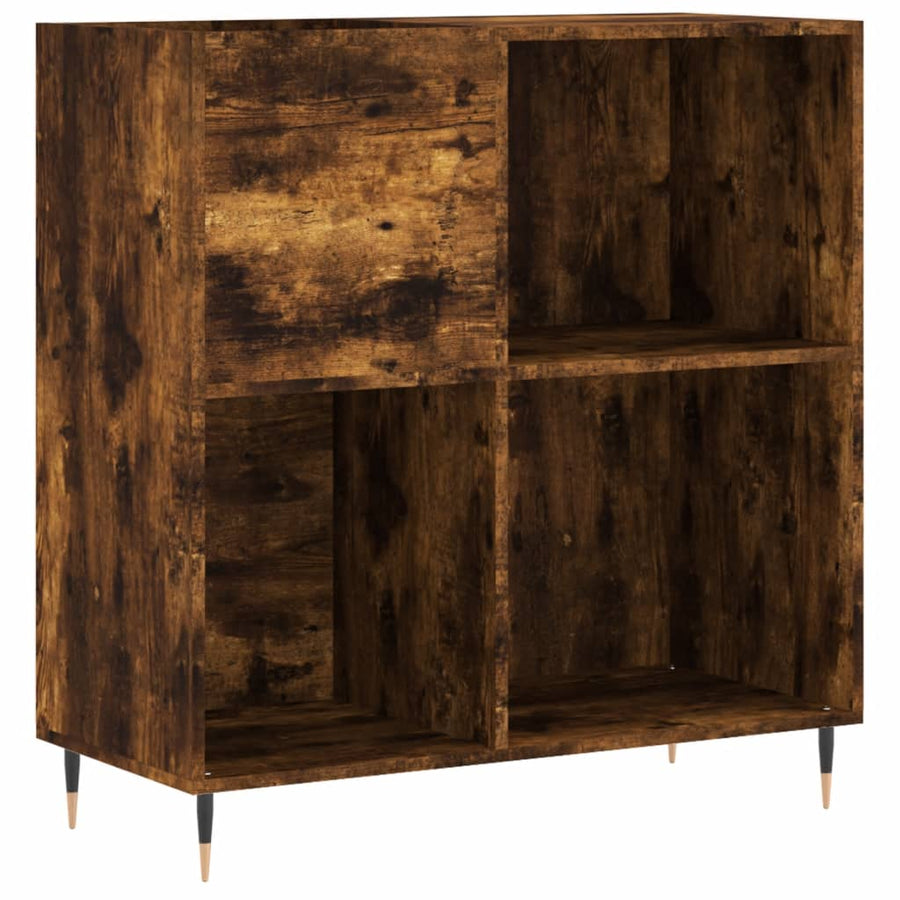 Platenkast 84,5X38X89 Cm Bewerkt Hout Gerookt Eikenkleurig