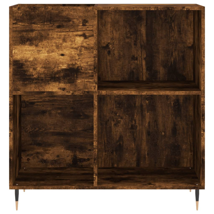 Platenkast 84,5X38X89 Cm Bewerkt Hout Gerookt Eikenkleurig