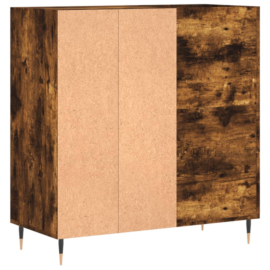 Platenkast 84,5X38X89 Cm Bewerkt Hout Gerookt Eikenkleurig