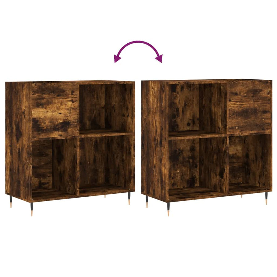 Platenkast 84,5X38X89 Cm Bewerkt Hout Gerookt Eikenkleurig