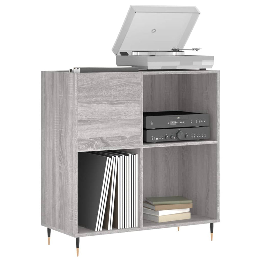 Platenkast 84,5X38X89 Cm Bewerkt Hout Grijs Sonoma Eikenkleurig
