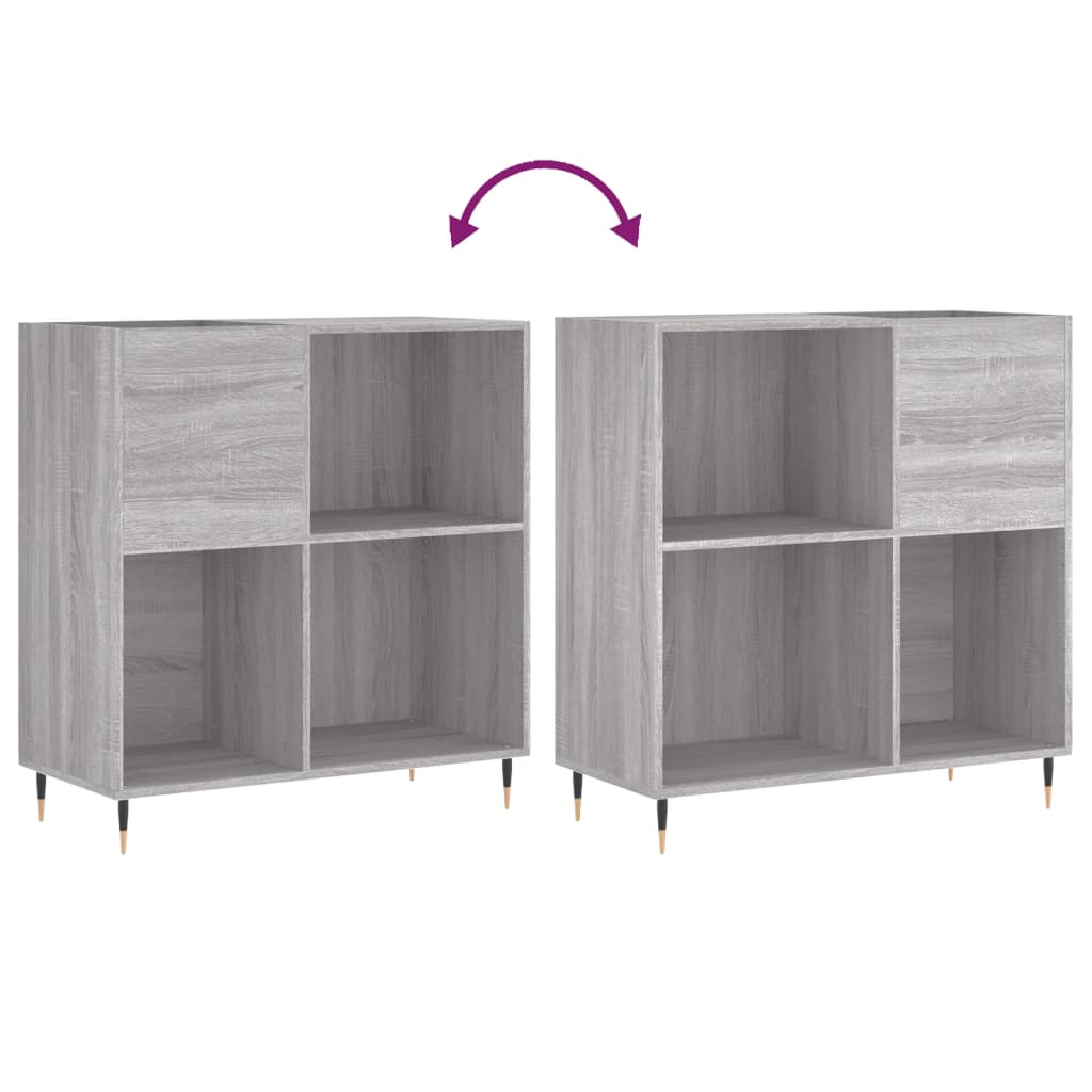 Platenkast 84,5X38X89 Cm Bewerkt Hout Grijs Sonoma Eikenkleurig