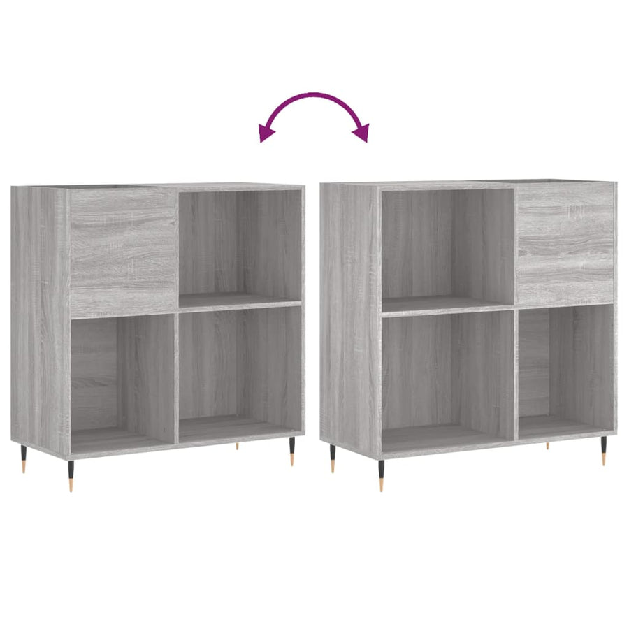 Platenkast 84,5X38X89 Cm Bewerkt Hout Grijs Sonoma Eikenkleurig