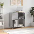 Platenkast 84,5x38x89 cm bewerkt hout grijs