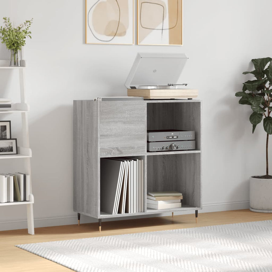Platenkast 84,5X38X89 Cm Bewerkt Hout Grijs Sonoma Eikenkleurig
