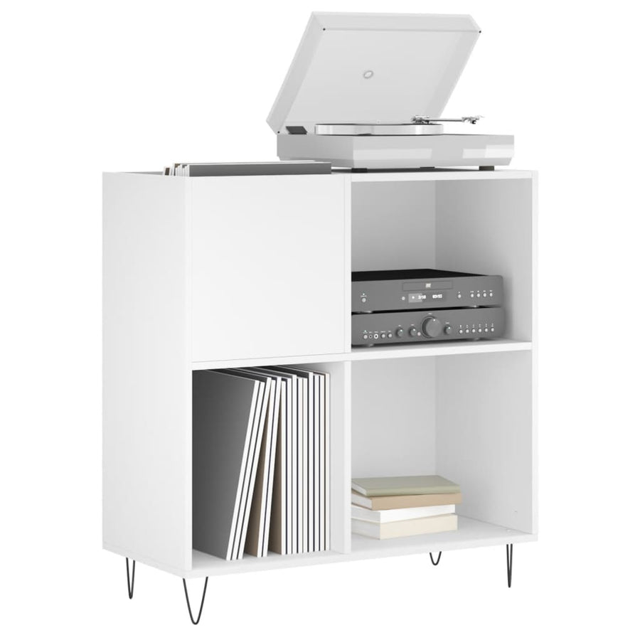 Platenkast 84,5X38X89 Cm Bewerkt Hout Wit