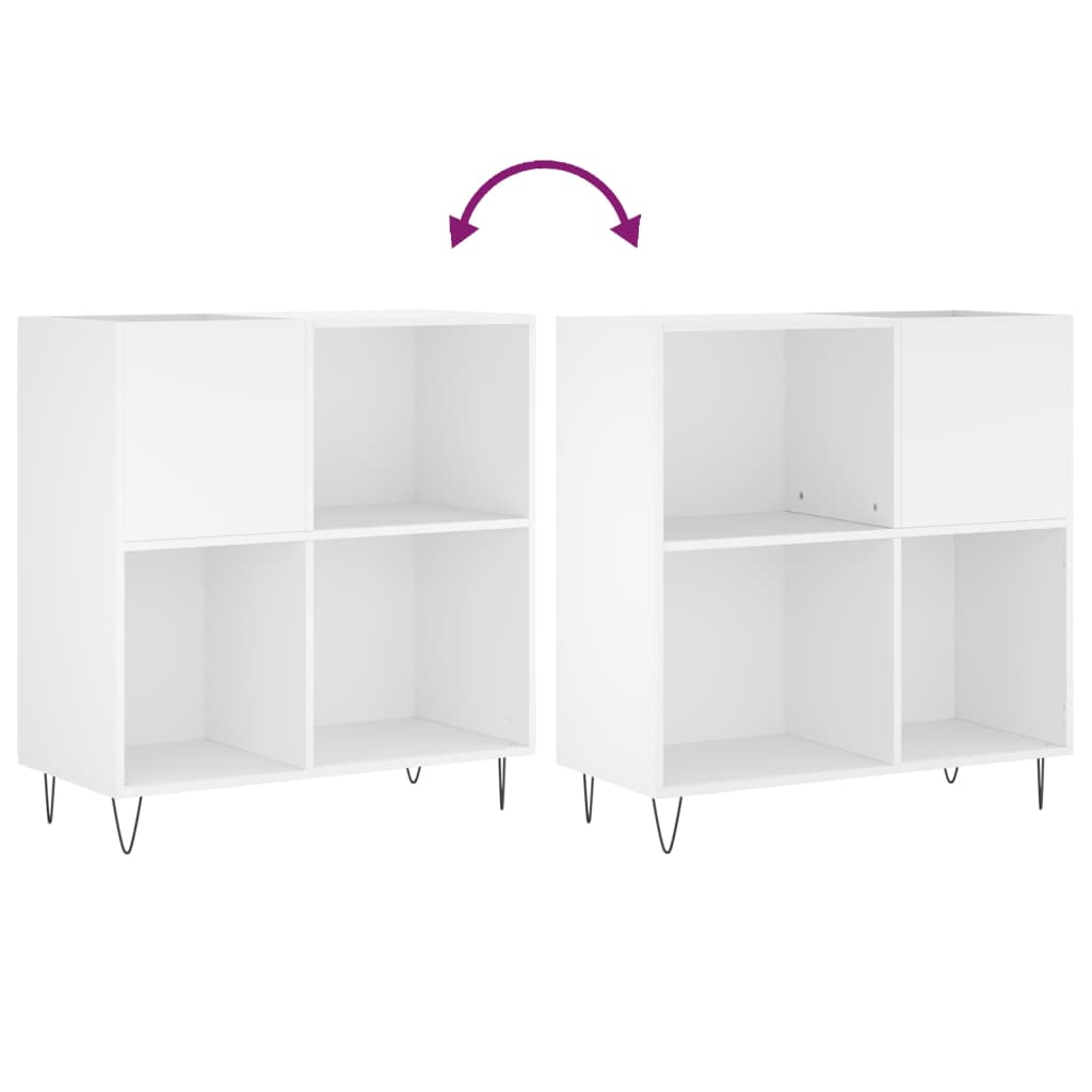 Platenkast 84,5X38X89 Cm Bewerkt Hout Wit