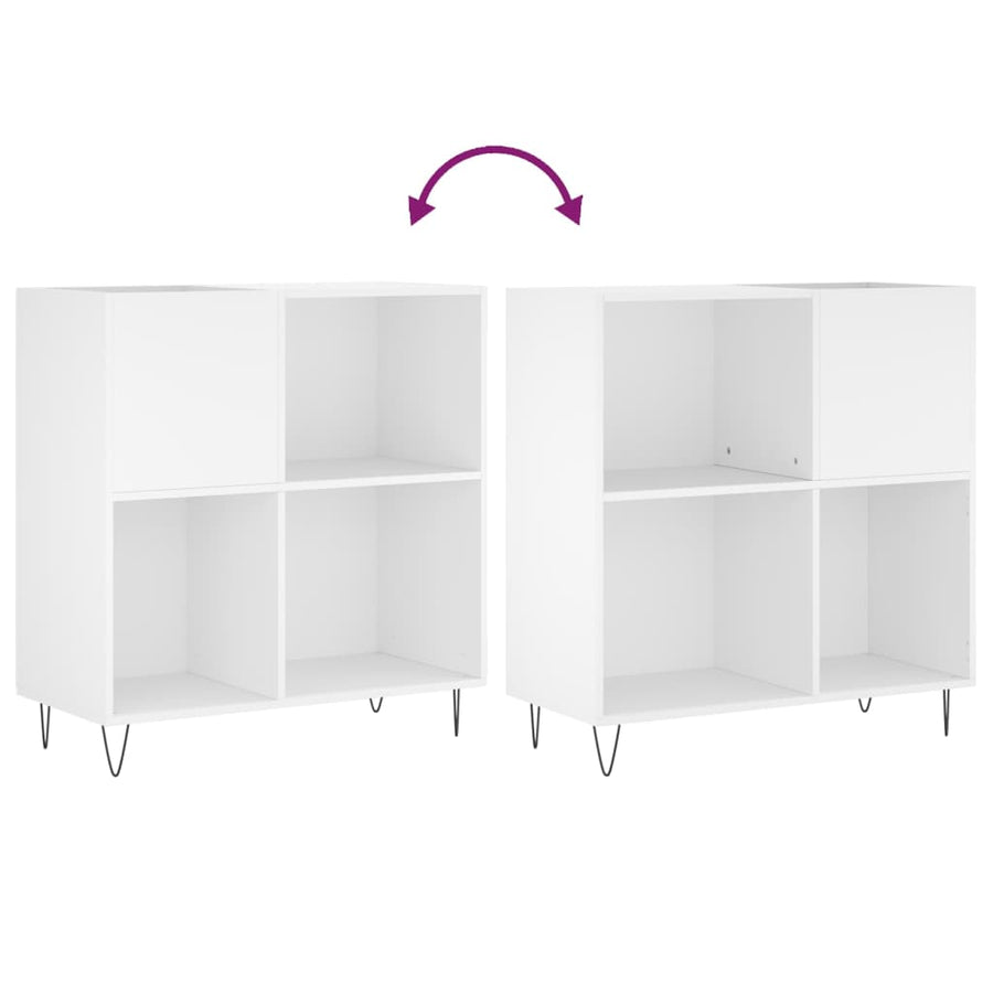 Platenkast 84,5X38X89 Cm Bewerkt Hout Wit