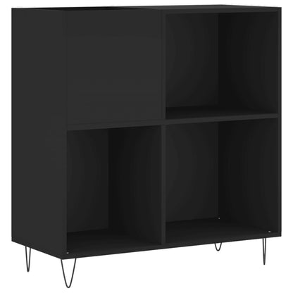 Platenkast 84,5X38X89 Cm Bewerkt Hout Zwart