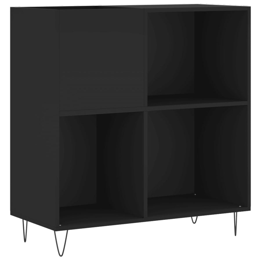 Platenkast 84,5X38X89 Cm Bewerkt Hout Zwart