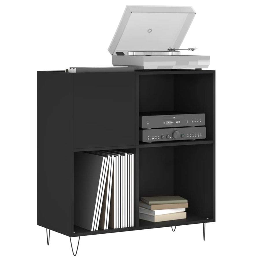 Platenkast 84,5X38X89 Cm Bewerkt Hout Zwart