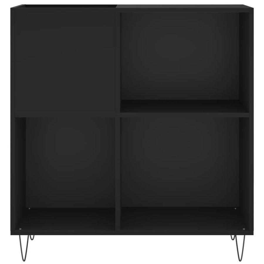 Platenkast 84,5X38X89 Cm Bewerkt Hout Zwart