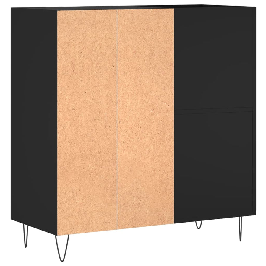 Platenkast 84,5X38X89 Cm Bewerkt Hout Zwart