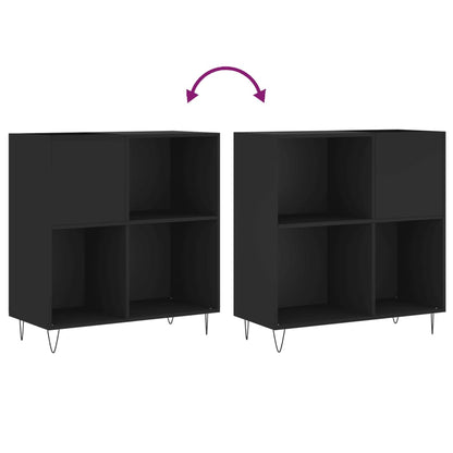 Platenkast 84,5X38X89 Cm Bewerkt Hout Zwart